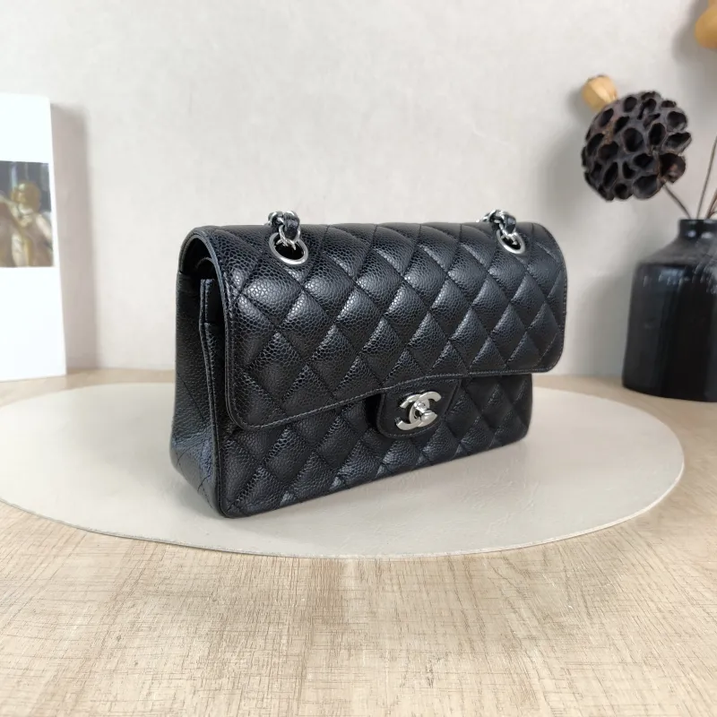 Chanel Crossbody Bag Classic Flap CF Black Grained Calfskin Small 23 × 6 × 14.5 cm Conditioned — cover view 2 of 6