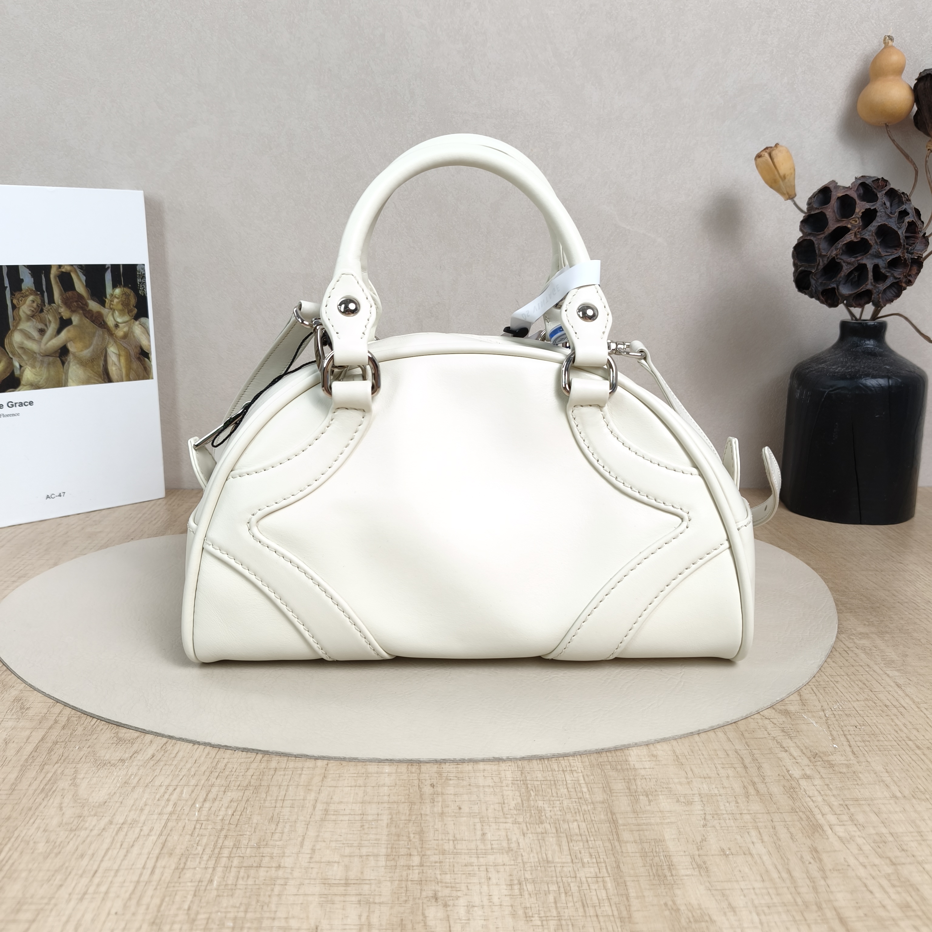 PRADA Top Handle Bag Bowling White Calfskin Small27 × 12.5 × 16.5 cm — cover view 5 of 5
