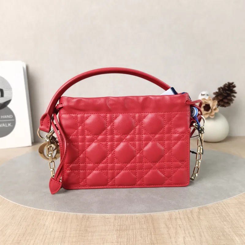 DIOR Crossbody Bag Lady Milly Chain Bag Red Lambskin mini19 × 5 × 13 cm — cover view 4 of 5