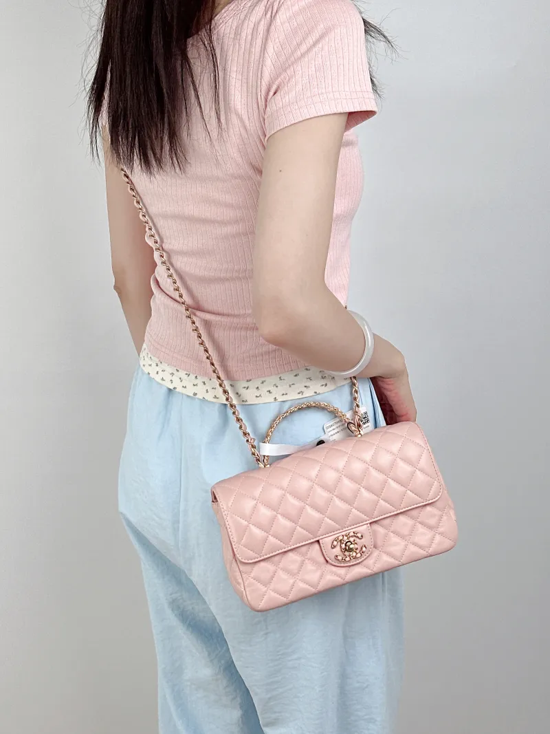 Chanel Crossbody Bag24c cf Pink Lambskin Small Edition23 × 6.5 × 14 cm — on-model view 1 of 3