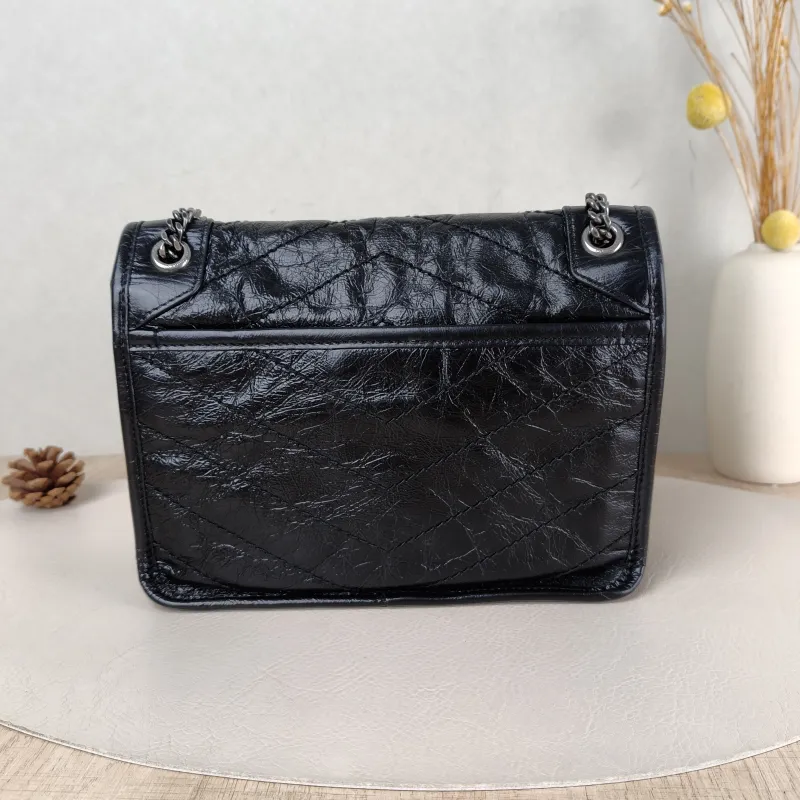 SAINT LAURENT Crossbody Bag Niki Black Waxed Leather Calfskin Small 21 × 7.5 × 16 cm — cover view 3 of 5