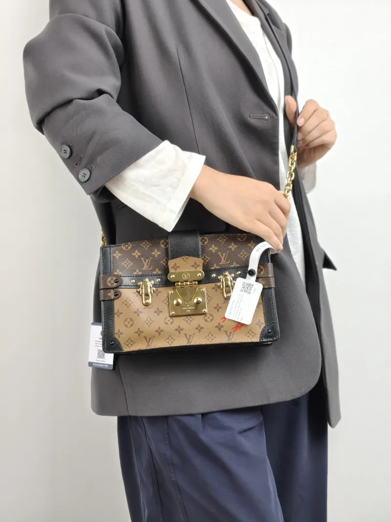 Louis Vuitton Crossbody Bag Trunk Clutch Box Monogram PVC Mini 20 × 5.5 × 12 cm — on-model view 1 of 2