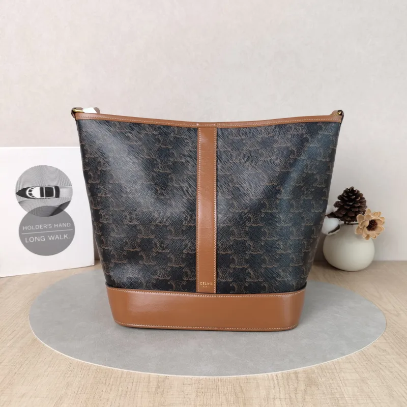 CELINE Crossbody Bag Triomphe Bucket Bag Monogram PVC Medium24 × 18 × 27 cm