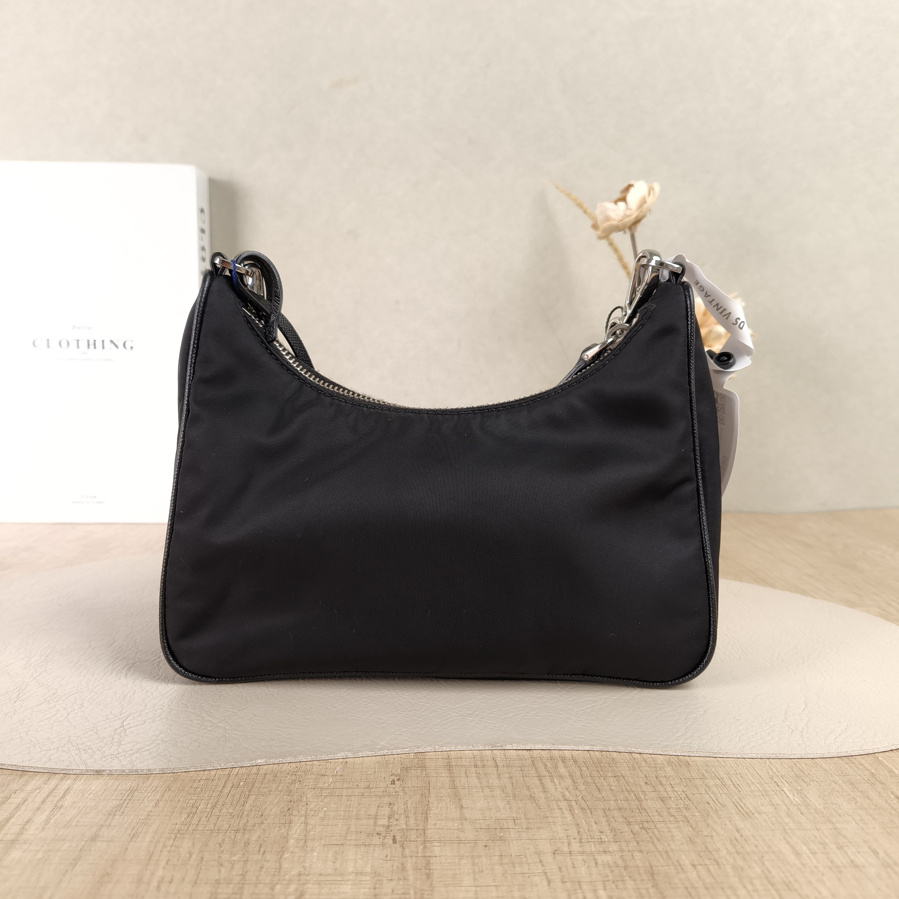 PRADA Crossbody Bag Re-Edition 2005 Hobo Black Nylonmini22 × 6 × 18 cm — cover view 3 of 5