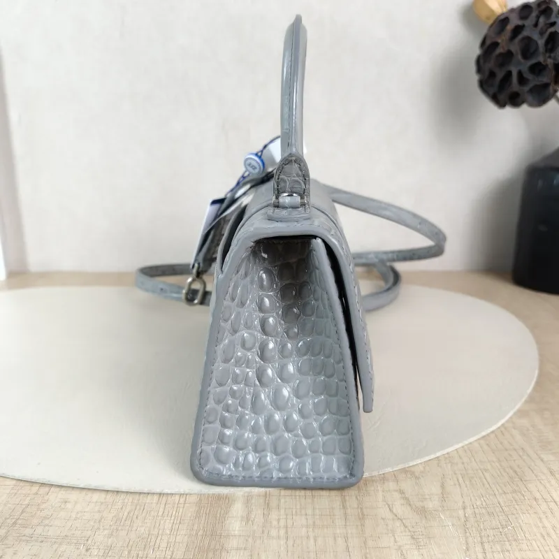 BALENCIAGA Crossbody Bag Hourglass Hourglass Bag Grey Calfskin Mini 19 × 6.5 × 12 cm — detail view 6 of 14