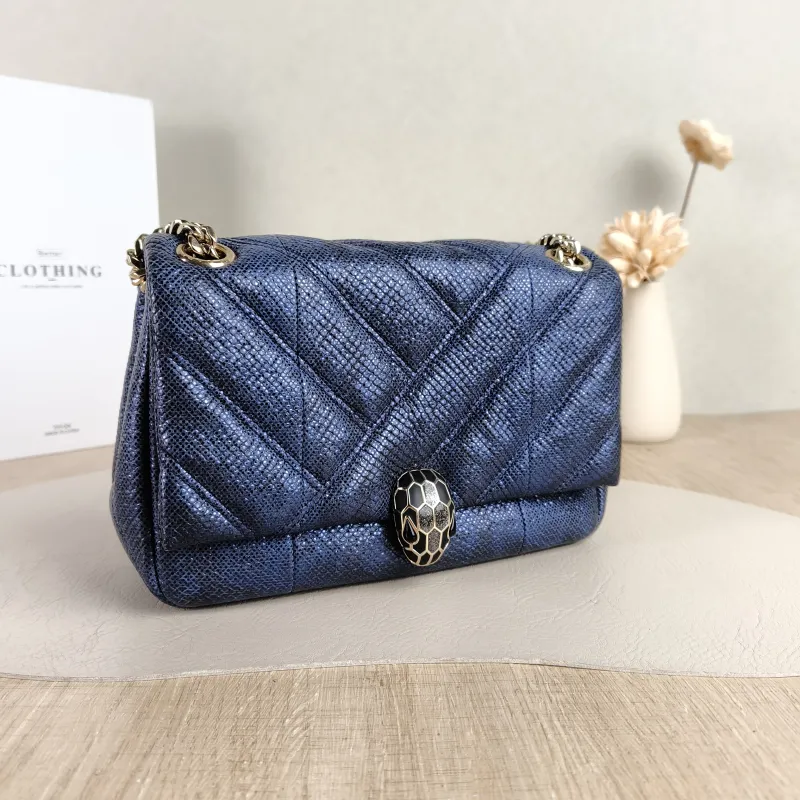 Bvlgari Crossbody Bag Serpenti Cabochon Navy Small 21.5 × 7 × 15 cm — cover view 3 of 5