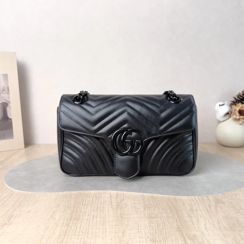 GUCCI Crossbody Bag GG Marmont Medium Marmont 26 So black Black Calfskin Medium 26 × 7 × 15 cm