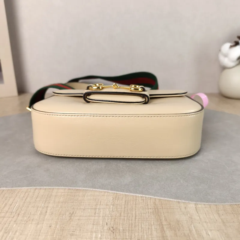 GUCCI Crossbody Bag Horsebit 1955 Horsebit Small Beige Calfskin Small 20.5 × 5 × 14.5 cm — cover view 5 of 6