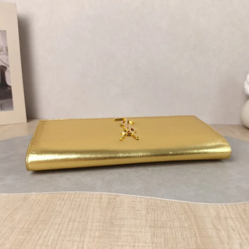 SAINT LAURENT Clutch Clutch Gold Calfskin 27 × 4 × 13 cm — detail view 6 of 12