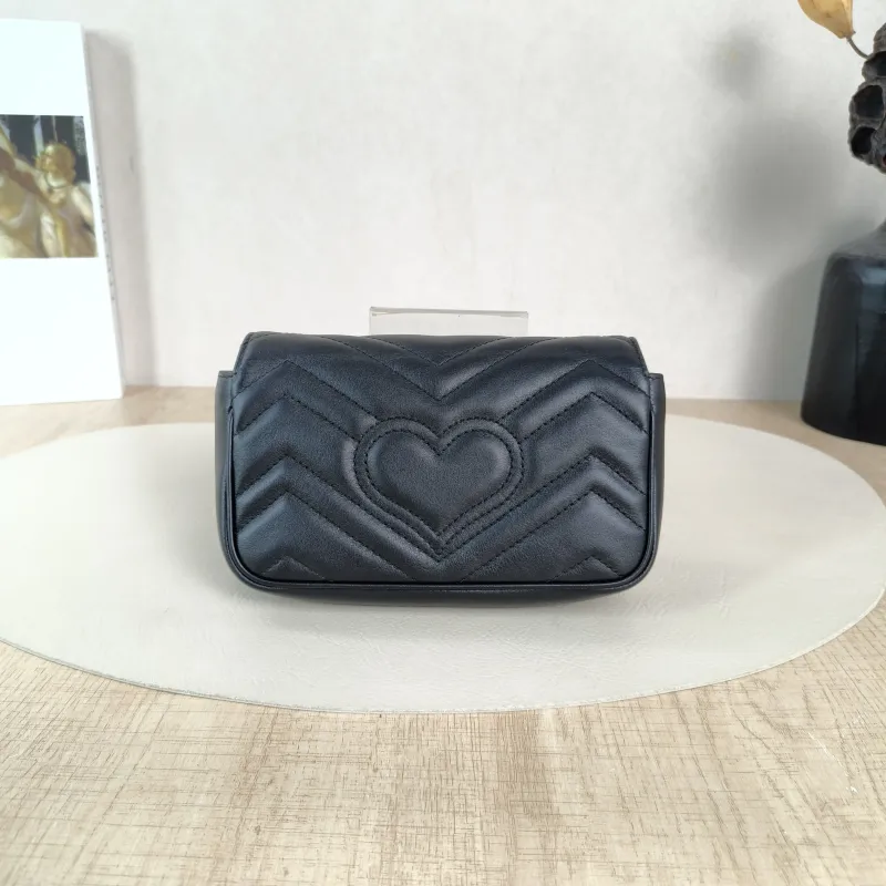 GUCCI Crossbody Bag GG Marmont Mini Marmont Mini Black Calfskinmini16.5 × 4.5 × 9.5 cm — cover view 3 of 6