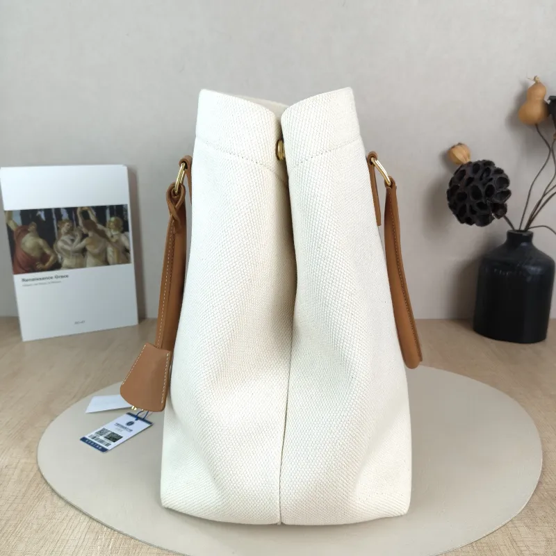 CELINE Top Handle Bag cabas logo tote White Canvas Large 34 × 20 × 33 cm — detail view 3 of 10