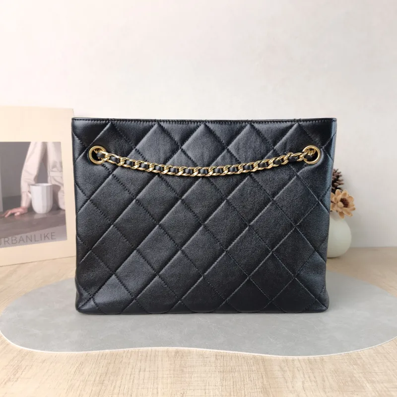 Chanel Shoulder Bag Tote Bag Black Lambskin One Size 30 × 10 × 23 cm — cover view 5 of 6