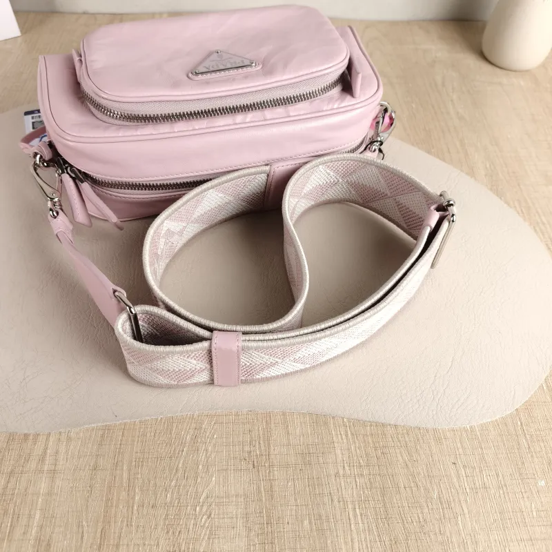 PRADA Crossbody Bag Camera Bag Pink Lambskin One Size 23 × 7 × 10 cm — detail view 4 of 13
