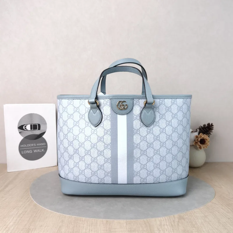 GUCCI Shoulder Bag ophidia GG Tote Bag Blue PVC Mini 31 × 13 × 25 cm