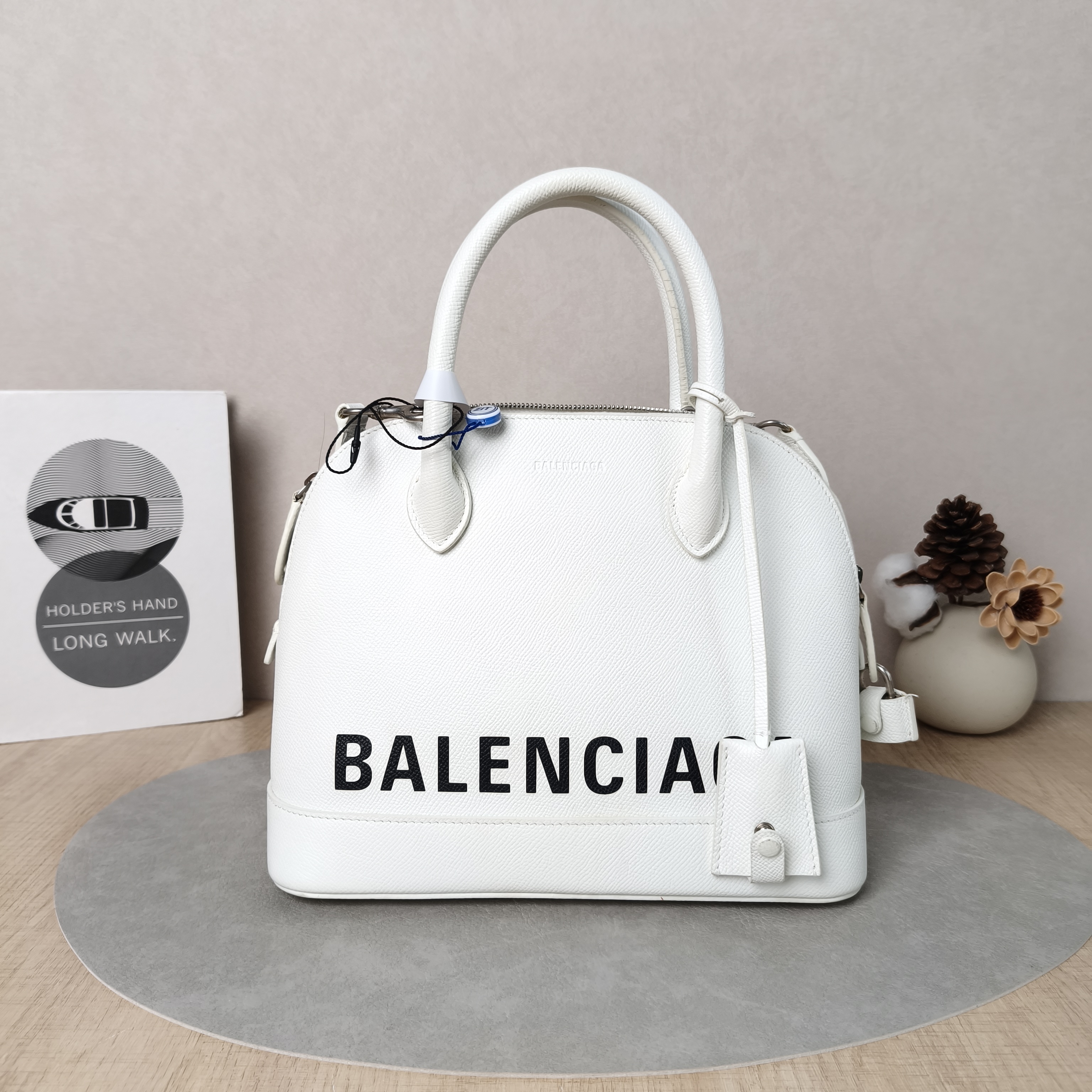 BALENCIAGA Top Handle Bag Ville Dome Bag White Calfskin Small26 × 11 × 22 cm