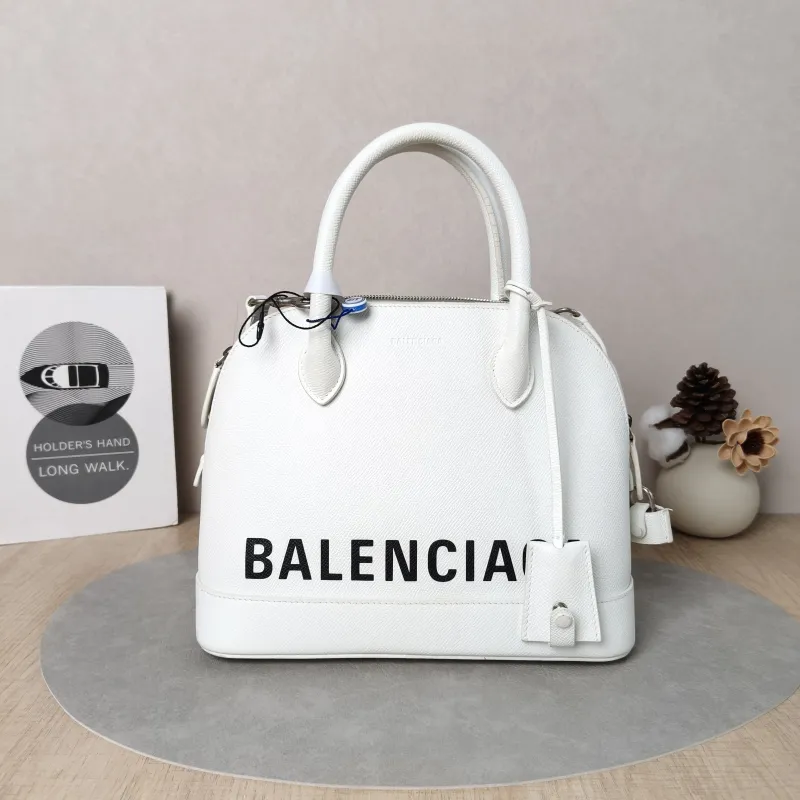 BALENCIAGA Top Handle Bag Ville Dome Bag White Calfskin Small26 × 11 × 22 cm
