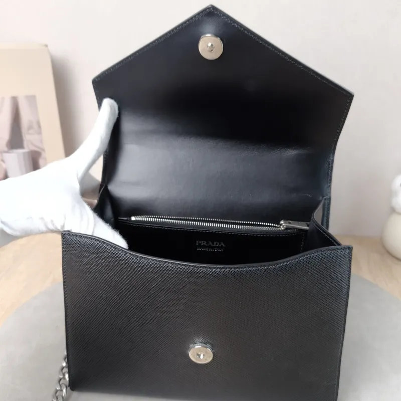 PRADA Shoulder Bag Shoulder Bag Black Calfskin One Size 24 × 12 × 17 cm — detail view 4 of 16