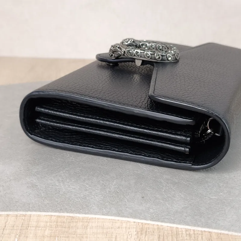 GUCCI Crossbody Bag Dionysus Collection Wallet woc Black Calfskin Mini 20 × 5 × 13 cm — detail view 12 of 13