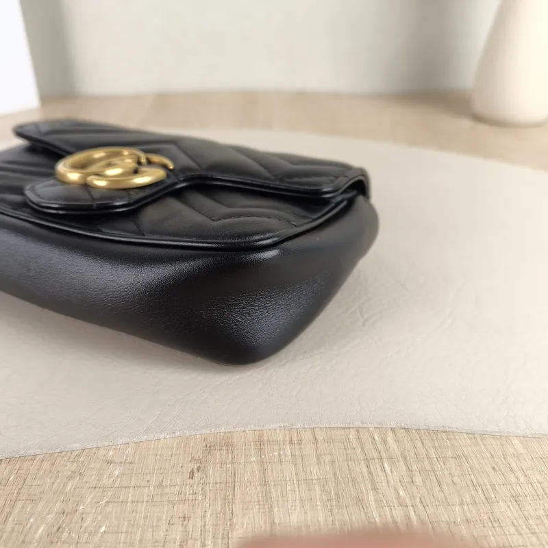 GUCCI Crossbody Bag GG Marmont Mini Marmont Mini Black Calfskin Mini 16.5 × 4.5 × 9.5 cm — detail view 2 of 11