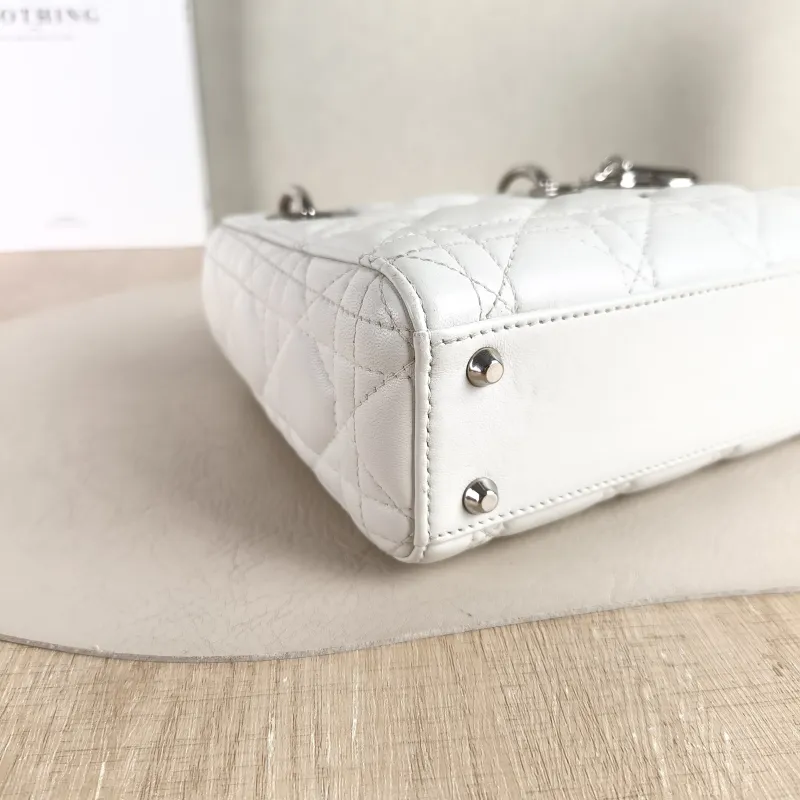 DIOR Crossbody Bag Lady Lady Dior Bag White Lambskin Mini 17 × 7 × 15 cm Conditioned — detail view 11 of 11