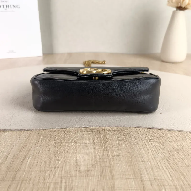 GUCCI Crossbody Bag GG Marmont Mini Marmont Mini Black Calfskin Mini 16.5 × 4.5 × 9.5 cm — cover view 3 of 5