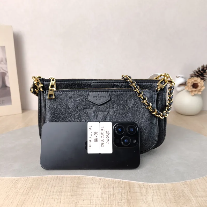 Louis Vuitton Crossbody Bag Multi Pochette Accessoires Black Calfskin Small 25 × 4.5 × 14.5 cm — cover view 2 of 5