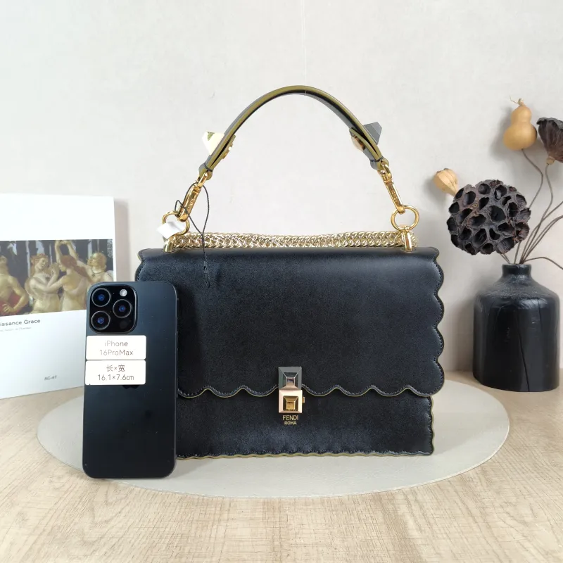 FENDI Crossbody Bag Kan I Crossbody Bag Black Calfskin Medium25 × 11 × 19 cm — cover view 6 of 6
