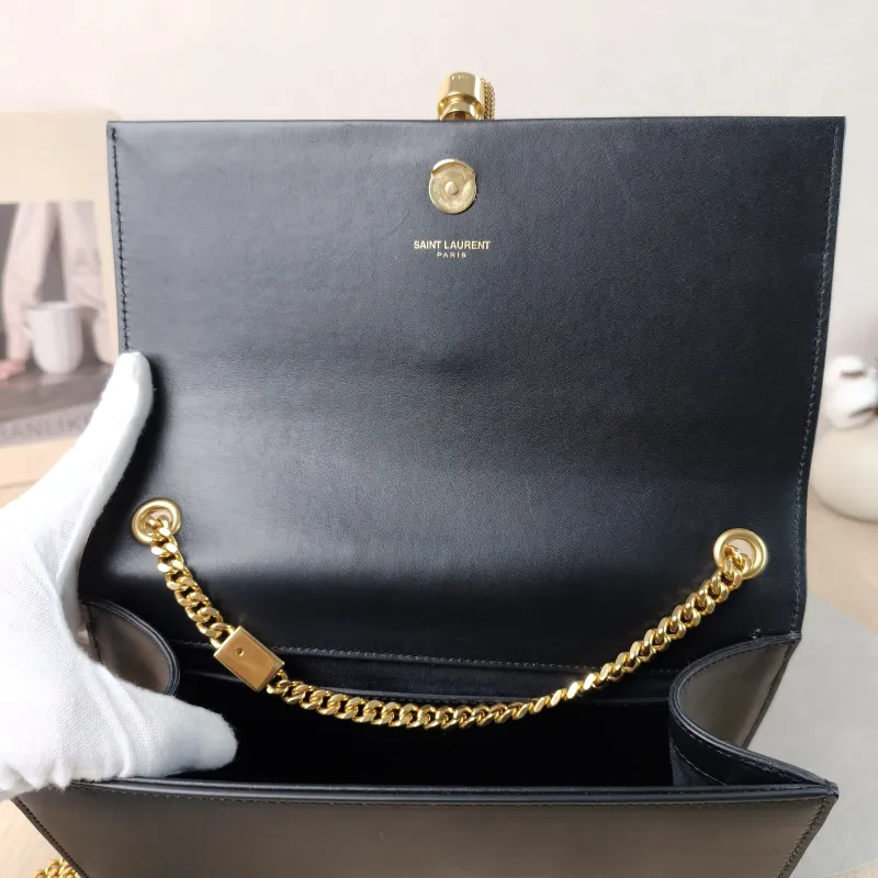 SAINT LAURENT Crossbody Bag KATE Edition Black Calfskin Medium 24 × 5.5 × 14.5 cm — detail view 4 of 13