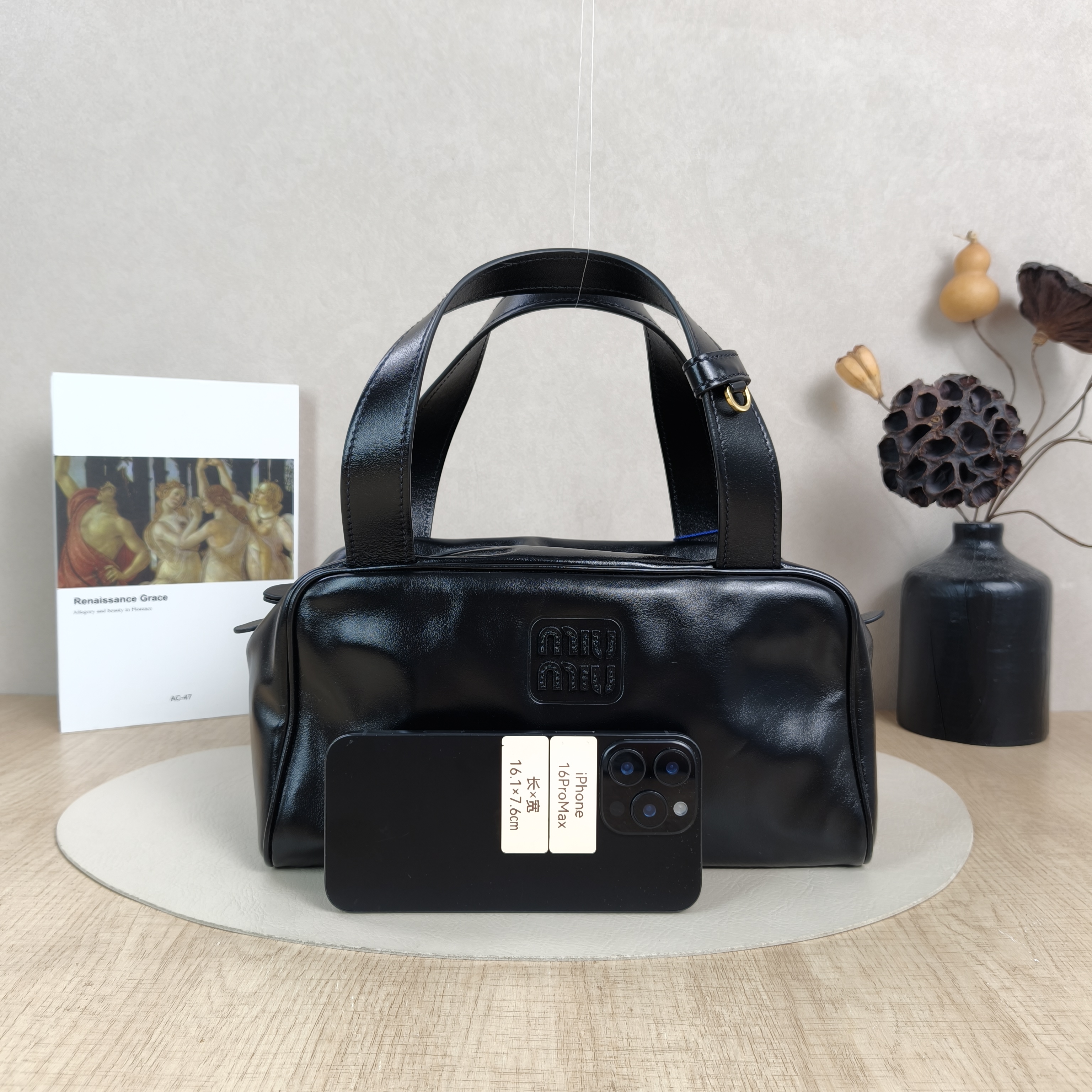 Miumiu Top Handle Bag Top Handle Bag Black Calfskin One Size28 × 12 × 15 cm — cover view 2 of 6