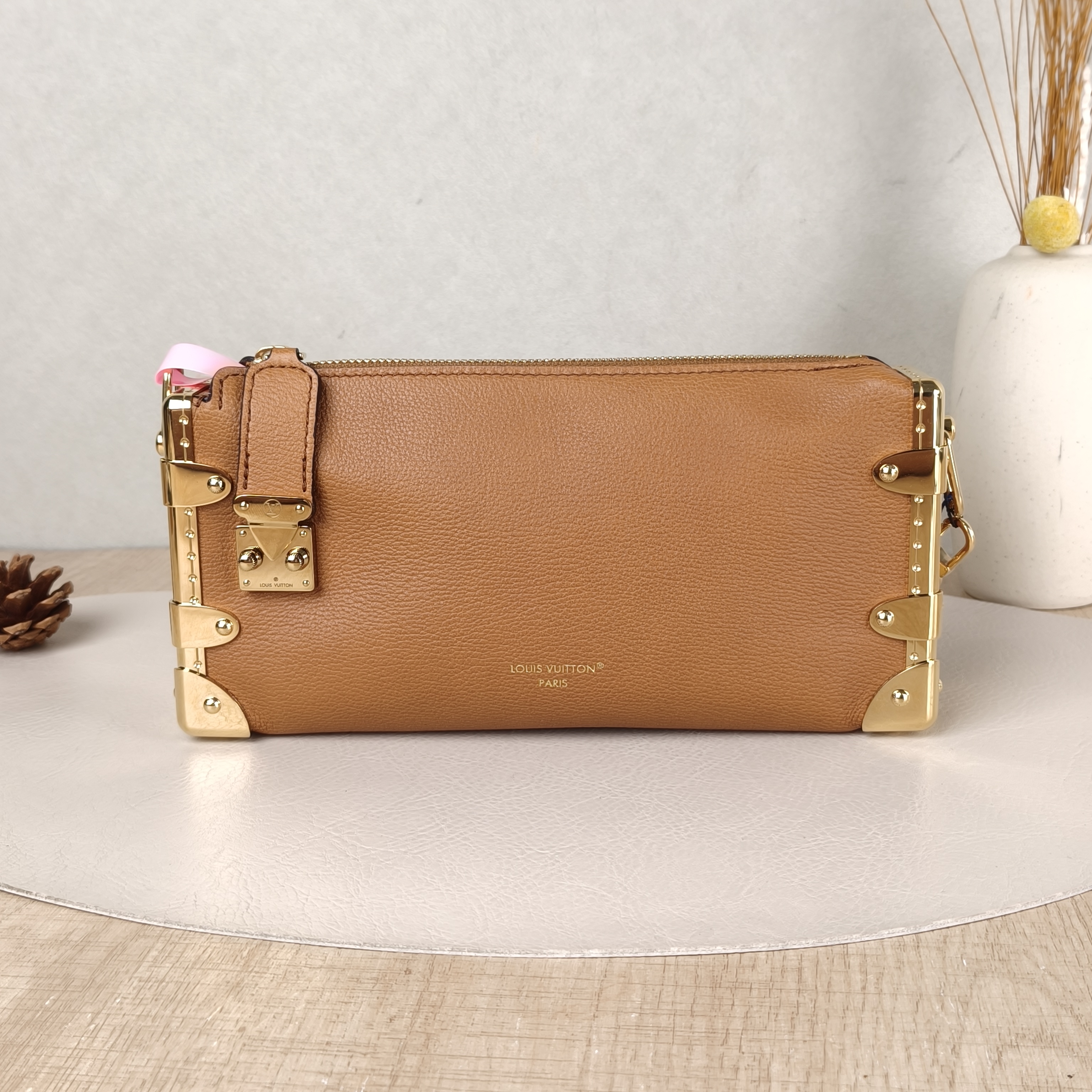 Louis Vuitton Crossbody Bag Slim Trunk Box Caramel Calfskin Medium23 × 4 × 12 cm