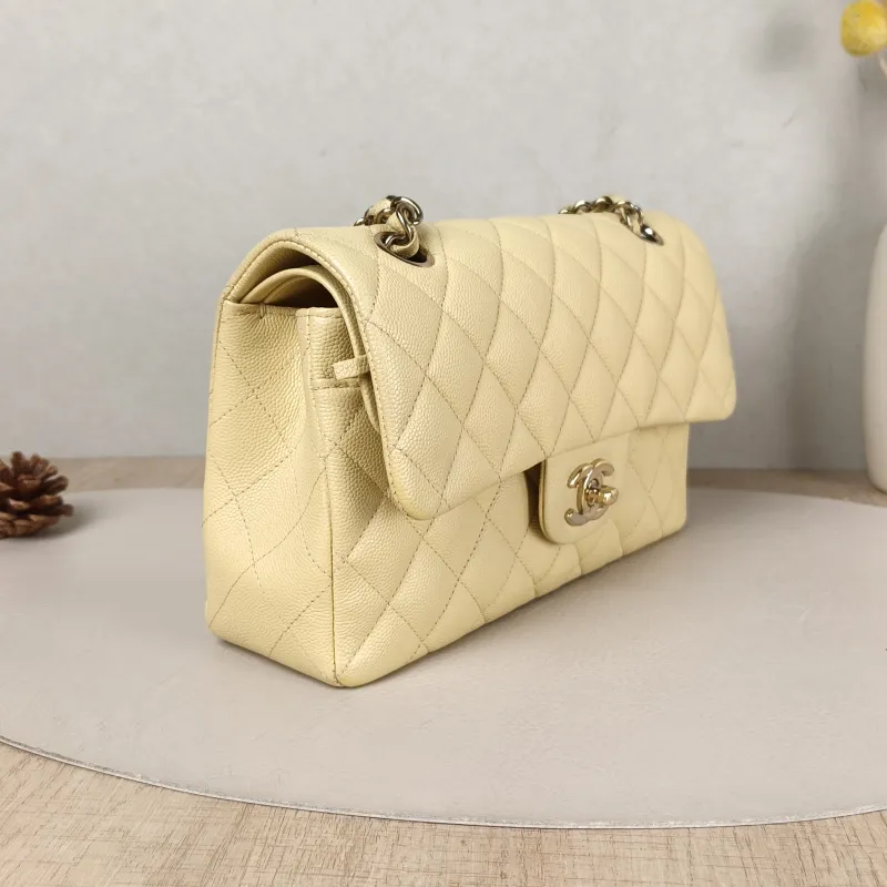 Chanel Crossbody Bag Classic Flap CF Yellow Grained Calfskin Small 23 × 6 × 14.5 cm — cover view 5 of 5