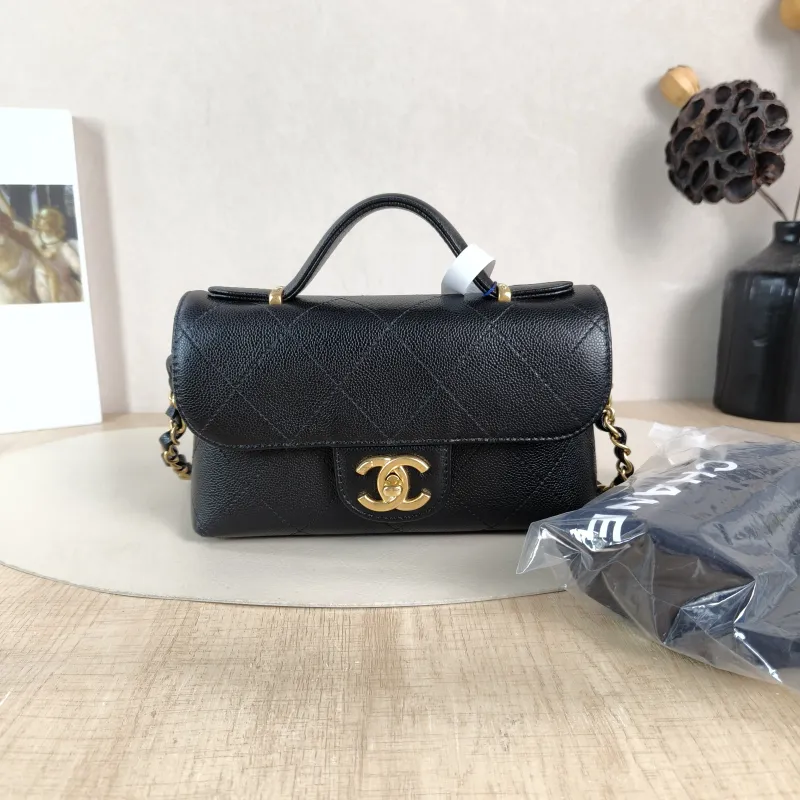 Chanel Crossbody Bag cf Collection Top Handle Bag Black Grained Calfskin One Size 20 × 5 × 13 cm — cover view 6 of 6