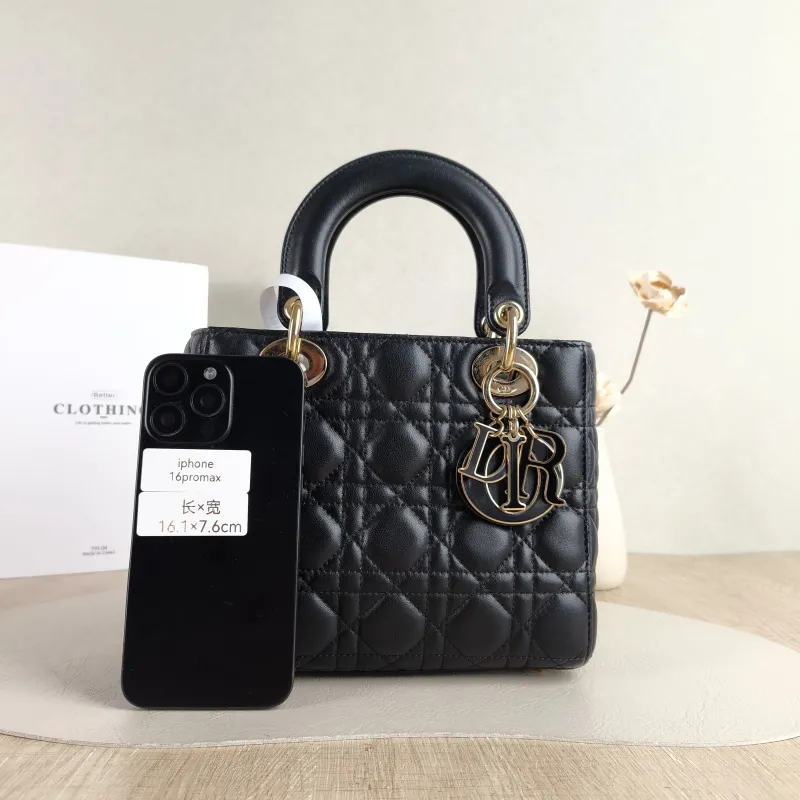 DIOR Top Handle Bag Lady Lady Dior Bag Black SL ambskin Small 20 × 8 × 18 cm — cover view 2 of 5