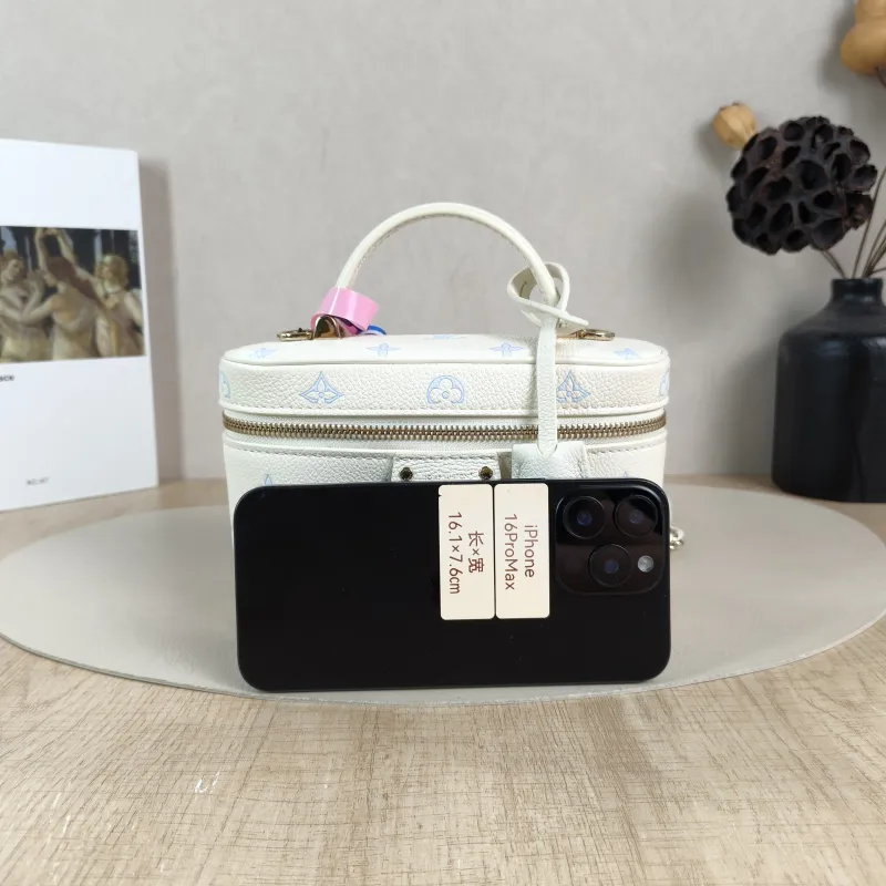 Louis Vuitton Shoulder Bag VANITY POUCH Cosmetic Bag White · Blue Calfskin One Size 19 × 6.5 × 11.5 cm — cover view 6 of 6