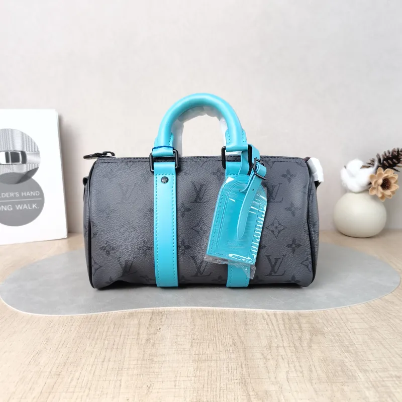 Louis Vuitton Crossbody Bag Keepall 25 Black · Blue PVC Medium 25 × 11 × 15 cm