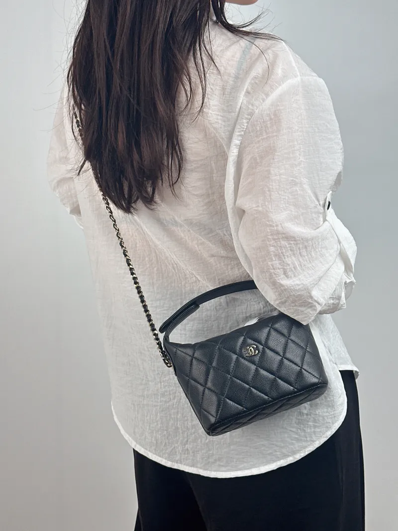 Chanel Crossbody Bag Crossbody Bag Black Grained Calfskin One Size 16 × 6 × 13 cm — on-model view 2 of 2
