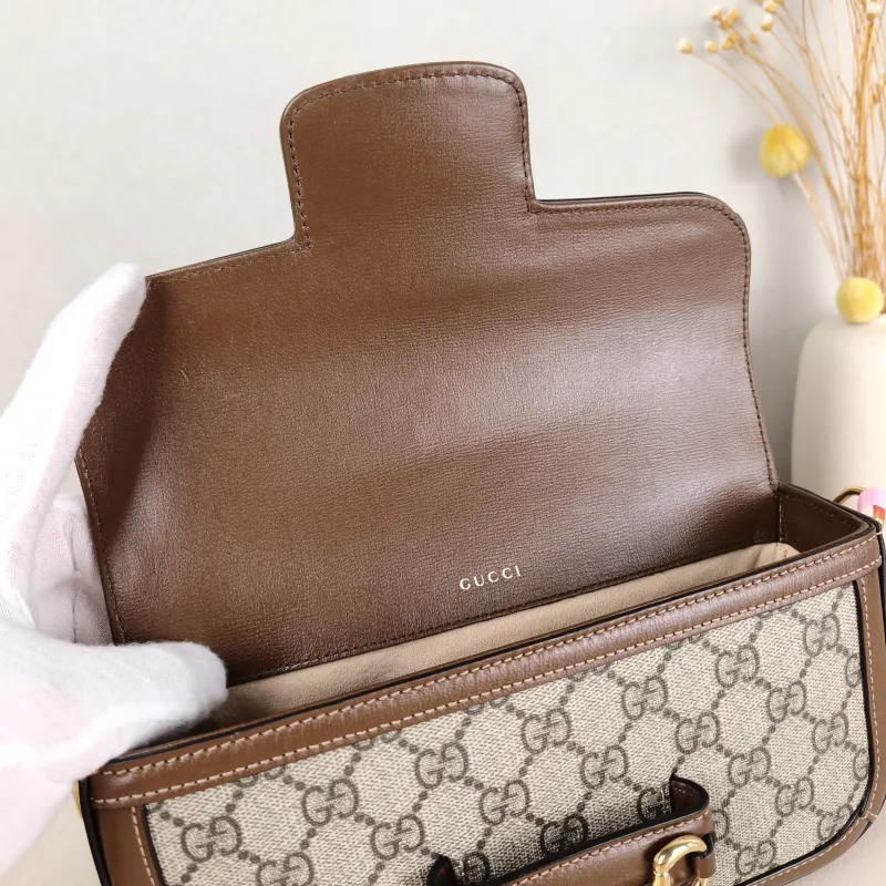 GUCCI Shoulder Bag Horsebit 1955 Horsebit Small Monogram · Shoulder Strap PVC Small 24 × 5.5 × 13 cm — detail view 12 of 12