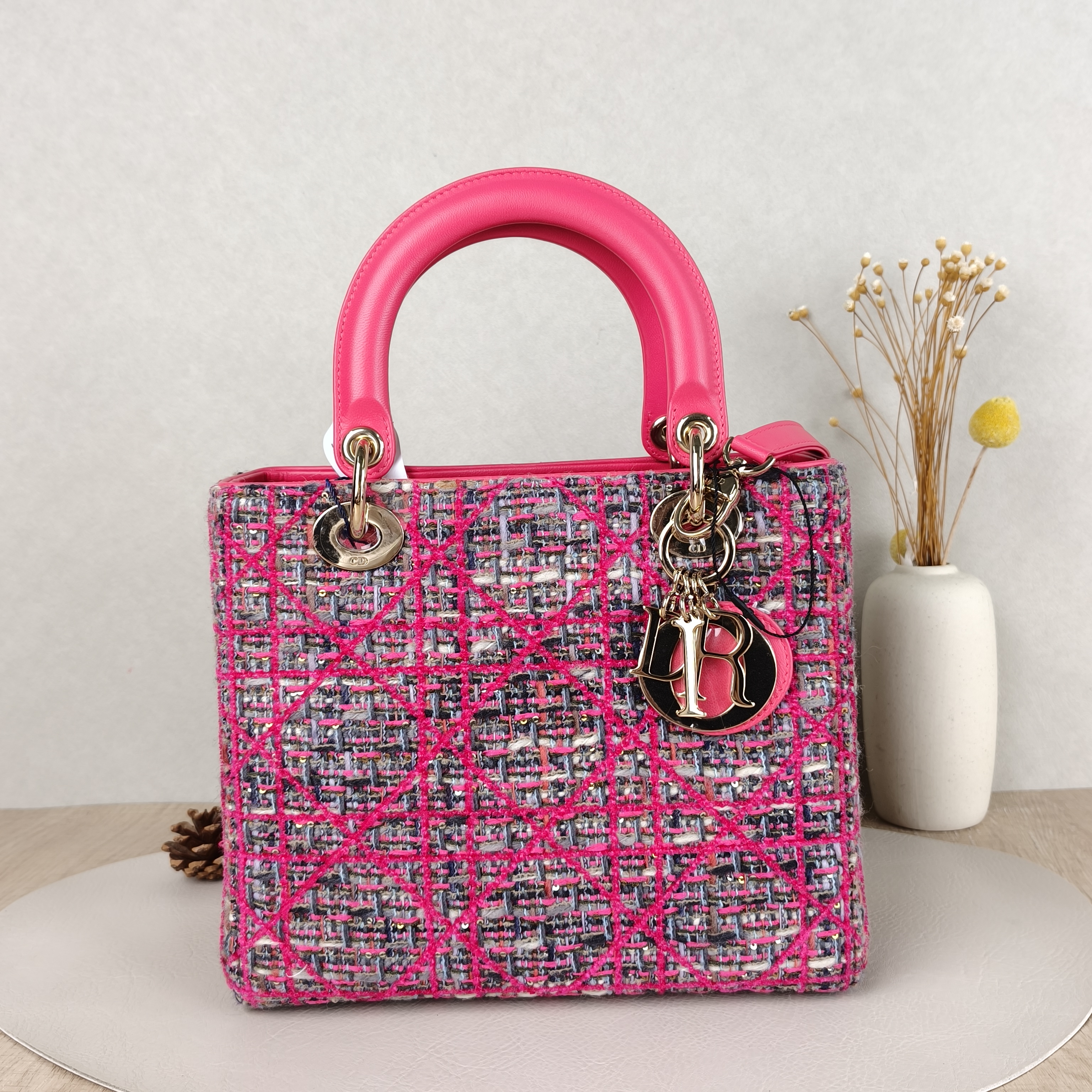 DIOR Top Handle Bag Lady Lady Dior Bag Pink Medium24 × 12 × 21 cm