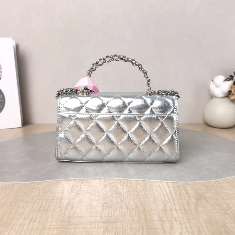 Chanel Crossbody Bag kelly Silver Waxed Leather One Size 18 × 4.5 × 10 cm — cover view 3 of 5