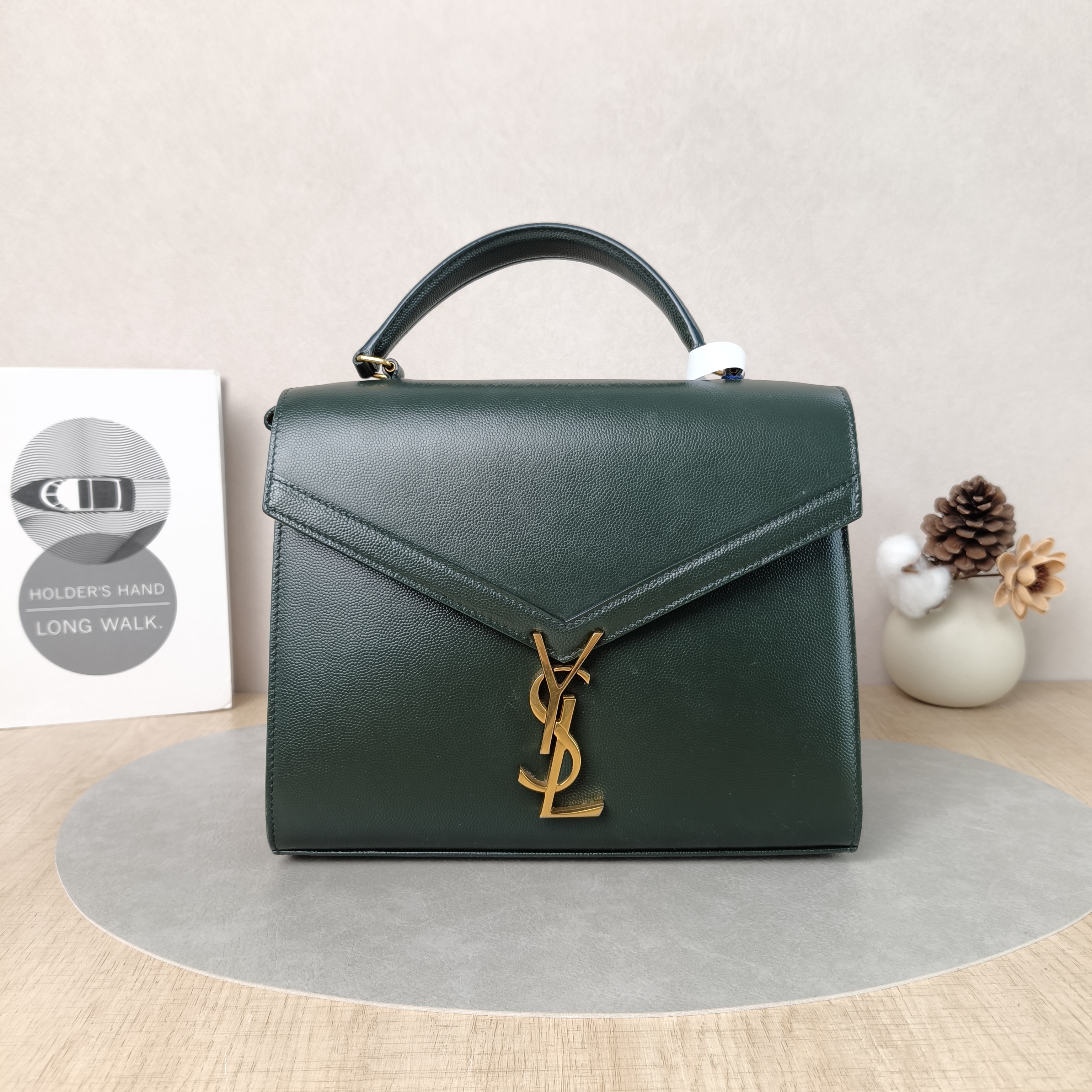 SAINT LAURENT Shoulder Bag Cassandra Shoulder Bag Green Calfskin Medium24.5 × 11.5 × 20 cm