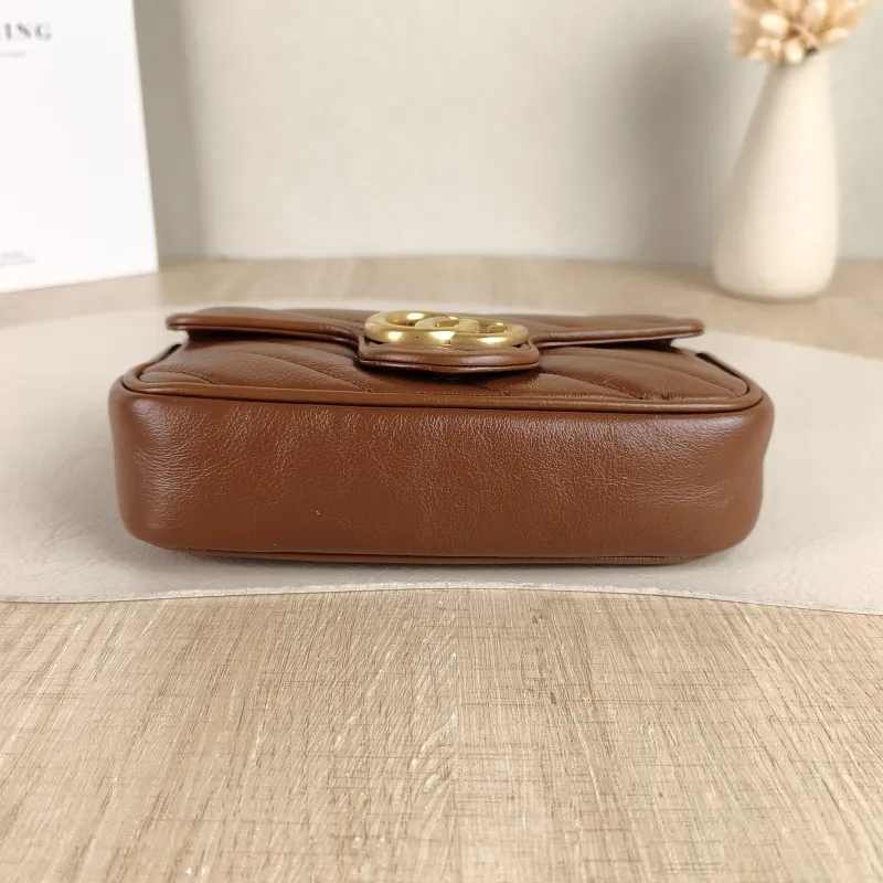 GUCCI Crossbody Bag GG Marmont Mini Marmont Mini Caramel Calfskin Mini 16.5 × 4.5 × 9.5 cm — cover view 5 of 5