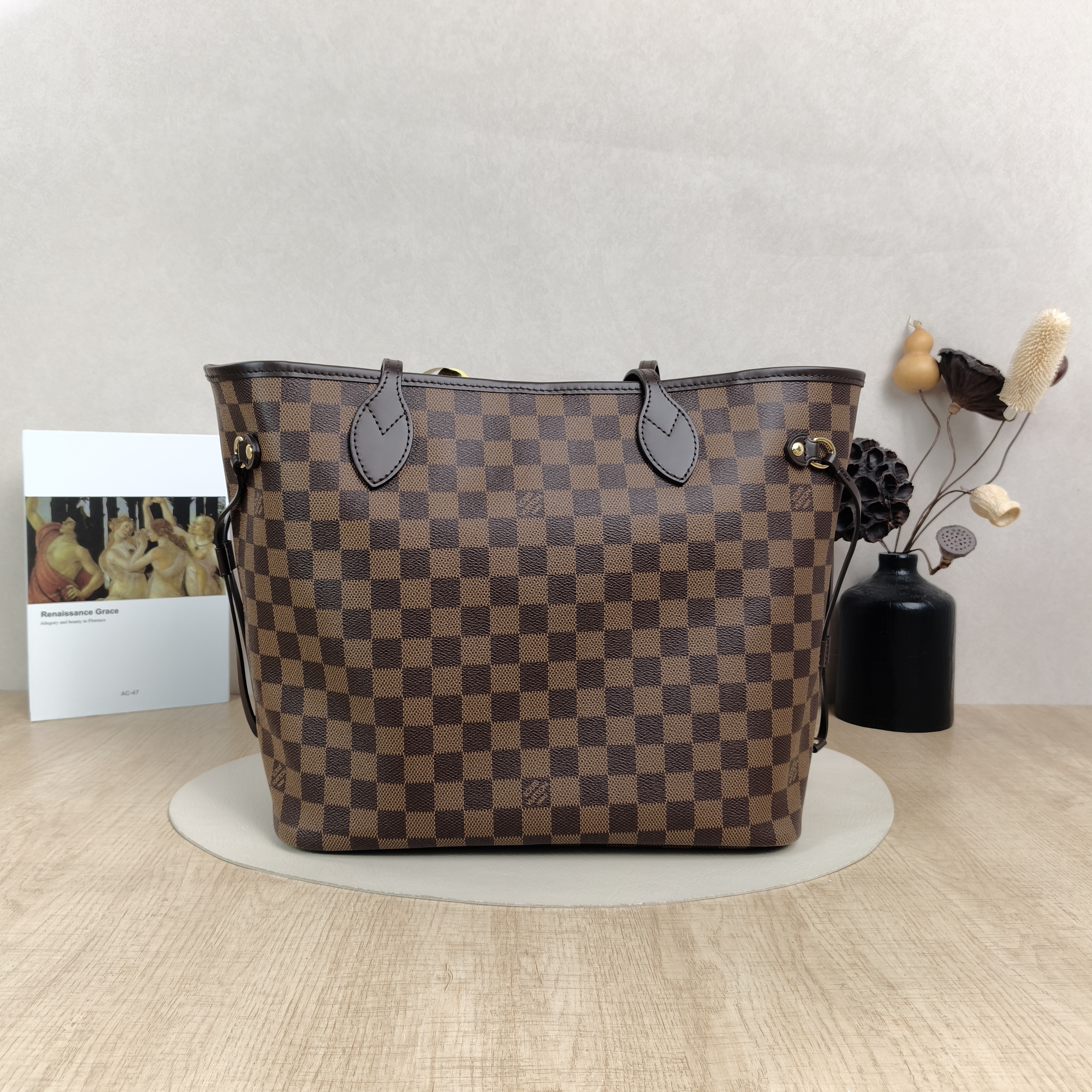 Louis Vuitton Shoulder Bag Neverfull Damier Ebene PVC Medium31 × 14 × 28 cm