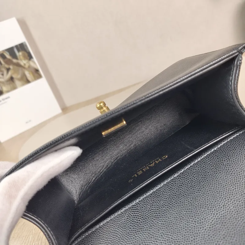 Chanel Crossbody Bag Le Boy​ Black Grained Calfskin Small 20.5 × 8.5 × 12 cm — detail view 7 of 11