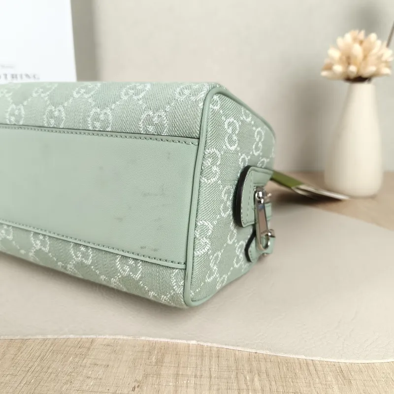 GUCCI Top Handle Bag Ophidia Green Canvas One Size 21 × 11 × 13 cm — detail view 8 of 11