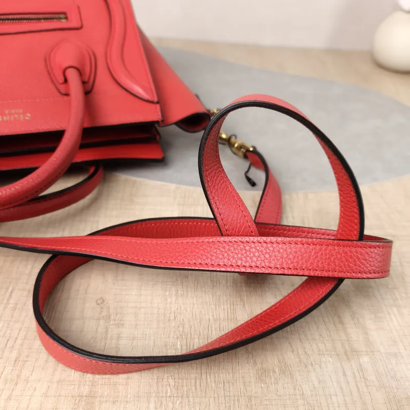 CELINE Crossbody Bag Luggage Nano Red Calfskin Small20 × 8.5 × 19 cm — detail view 6 of 8