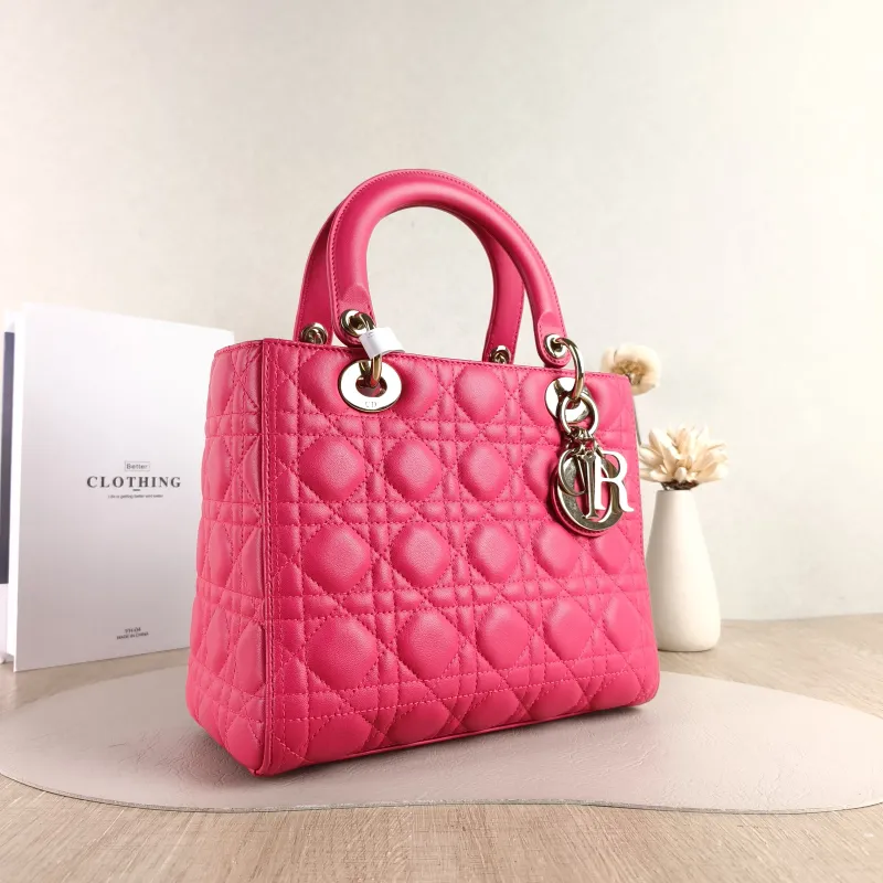 DIOR Top Handle Bag Lady Lady Dior Bag Red Lambskin Medium 24 × 12 × 21 cm — cover view 2 of 5