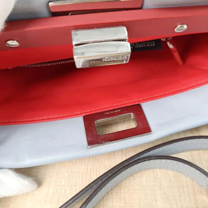 FENDI Crossbody Bag Peekaboo Crossbody Bag Blue Calfskin One Size 23 × 11 × 18 cm — detail view 7 of 12