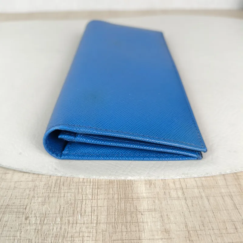 PRADA Wallet Wallet Blue Calfskin 19 × 2.5 × 9 cm — detail view 7 of 9