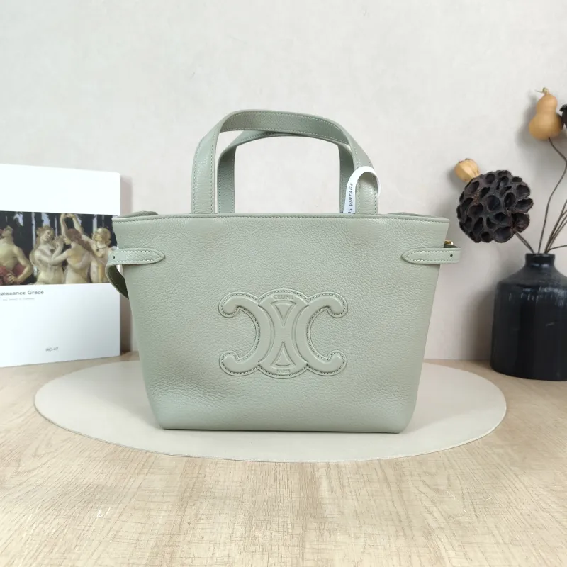 CELINE Shoulder Bag Anais Tote Bag Green Calfskin Mini 20 × 10 × 21 cm
