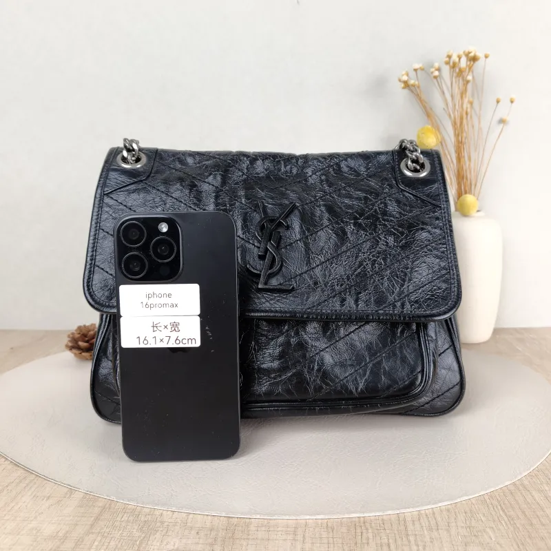 SAINT LAURENT Crossbody Bag Niki D Waxed Leather Calfskin Medium 28 × 8.5 × 20 cm — cover view 5 of 5